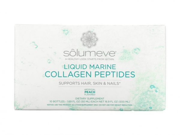 Solumeve, Ageless Beauty, жидкий морской коллаген с коэнзимом Q10 и растительными веществами, поддержка волос, кожи и ногтей, с персиковым вкусом, 10 флаконов по 50 мл (1,69 жидк. унции)
