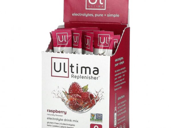 Ultima Replenisher, Электролитовая добавка, малина, 20 пакетов, 3,2 г (0,11 унций) каждый