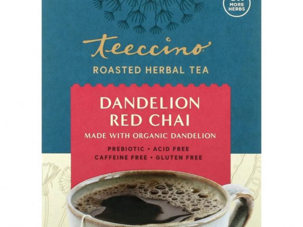 Teeccino, Травяной чай с цикорием, со вкусом ройбуша масала и одуванчика, без кофеина, 10 чайных пакетиков, 2,12 унции (60 г)