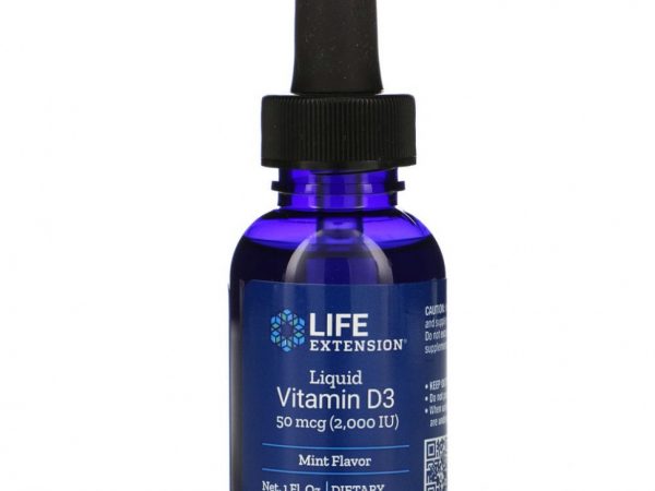 Life Extension, Жидкий витамин D3, со вкусом мяты, 2000 МЕ, 29,57 мл (1 жидк. унция)