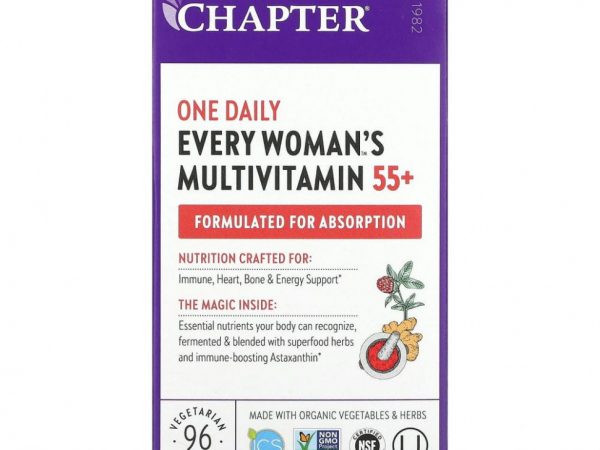 New Chapter, 55+ Every Woman's One Daily, витаминный комплекс на основе цельных продуктов для женщин старше 55 лет, 96 вегетарианских таблеток