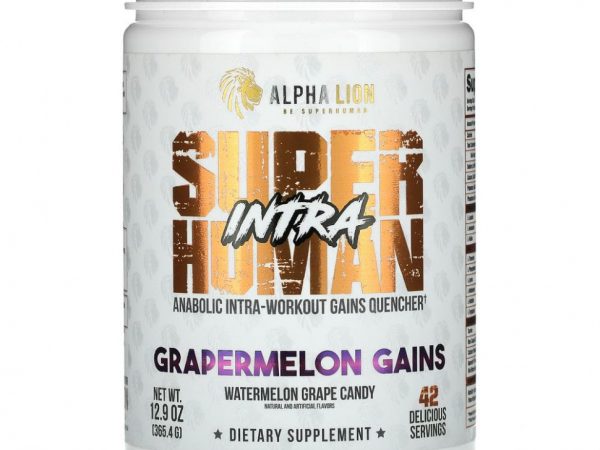 ALPHA LION, SuperHuman Intra, Grapermelon Gains, арбуз и виноград, 365,4 г (12,9 унции)