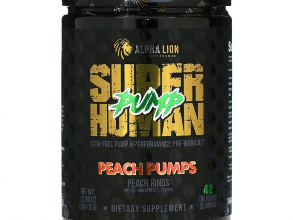 ALPHA LION, SuperHuman Pump, Peach Pumps, персиковые кольца, 367,5 г (12,96 унции)