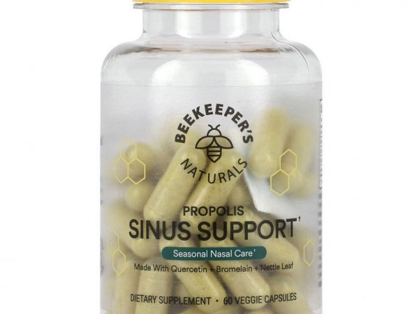 Beekeeper's Naturals, Прополис для поддержки носовых пазух, 60 растительных капсул