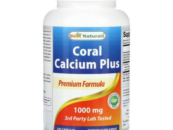 Best Naturals, коралловый кальций плюс, 500 мг, 250 капсул