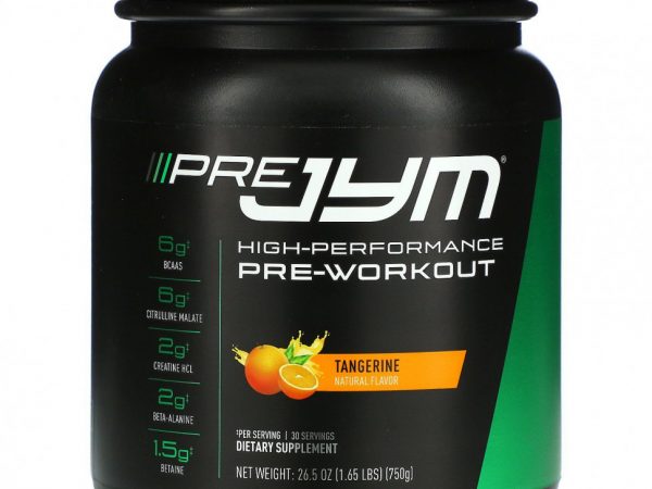 JYM Supplement Science, Pre JYM, высокоэффективный предтренировочный продукт, мандарин, 750 г (1,65 фунта)