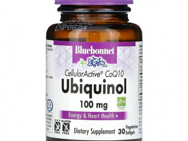 Bluebonnet Nutrition, CellularActive CoQ10, убихинол, 100 мг, 30 вегетарианских капсул