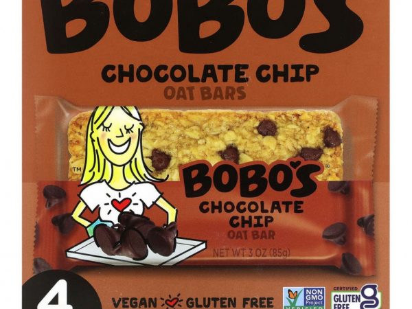 Bobo's Oat Bars, Овсяные батончики с шоколадной крошкой, 4 батончика по 85 г (3 унции)