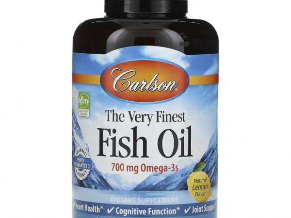 Carlson, The Very Finest Fish Oil, натуральный лимон, 700 мг, 120 мягких таблеток
