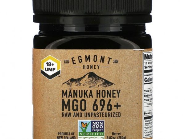 Egmont Honey, Необработанный и непастеризованный мед монука, MGO 696+, 250 г (8,82 унции)