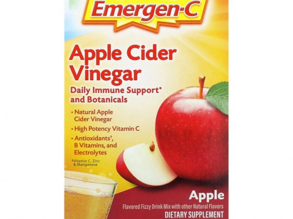 Emergen-C, Яблочный уксус, яблочный, 18 пакетиков по 9,8 г (0,35 унции)