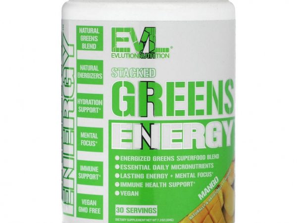 EVLution Nutrition, Stacked Greens Energy, манго, 204 г (7,2 унции)