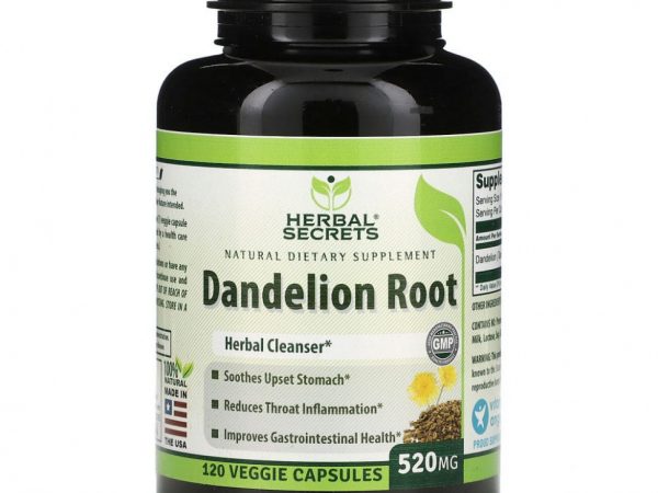 Herbal Secrets, Корень одуванчика, 520 мг, 120 растительных капсул