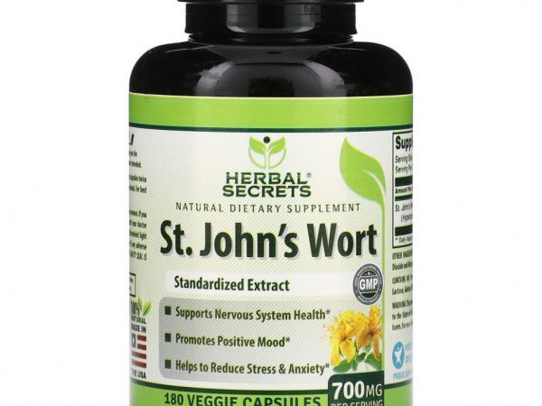 Herbal Secrets, Зверобой, 350 мг, 180 растительных капсул