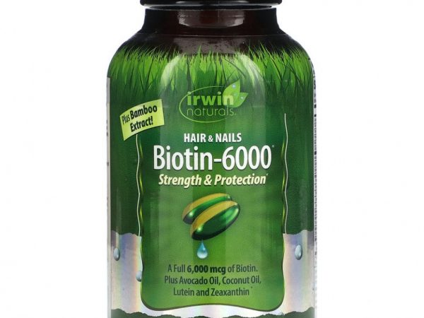 Irwin Naturals, Биотин-6000`` 60 мягких таблеток