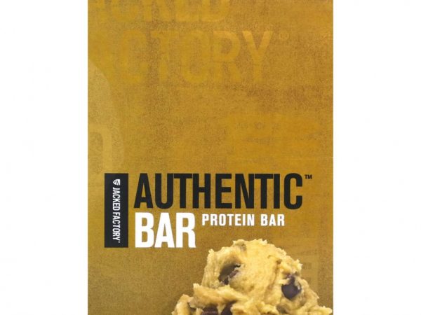 Jacked Factory, Authentic Bar, протеиновый батончик, тесто с шоколадной крошкой, 12 батончиков, 60 г (2,12 унции)