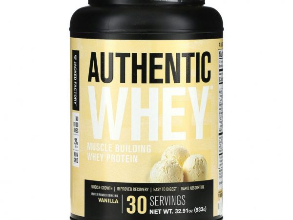Jacked Factory, Authentic Whey, сывороточный протеин для наращивания мышечной массы, ваниль, 933 г (32,91 унции)