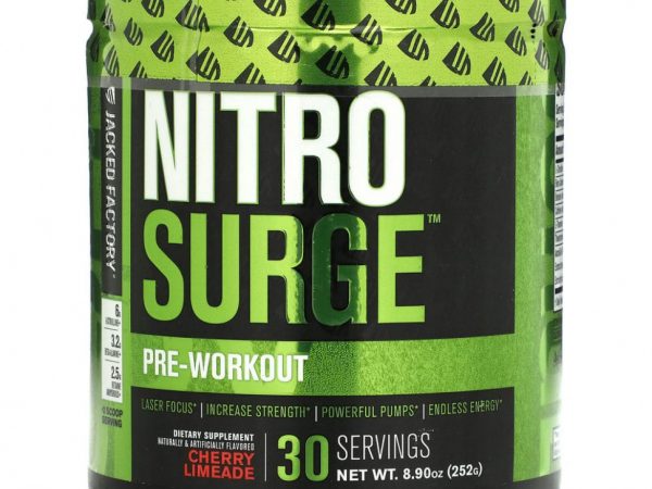 Jacked Factory, Nitro Surge, предтренировочный комплекс, вишневый лаймад, 252 г (8,9 унции)