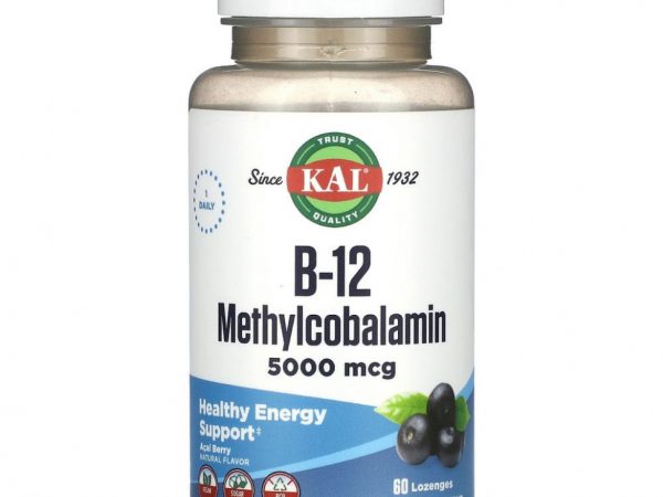 KAL, Метилкобаламин витамина B12, ягоды асаи, 5000 мкг, 60 пастилок