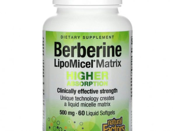 Natural Factors, Berberine LipoMicel Matrix, 500 мг, 60 мягких таблеток