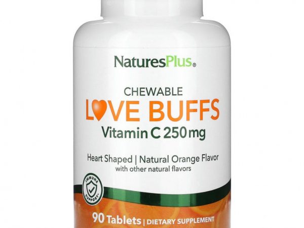 NaturesPlus, Chewable Love Buffs, витамин C, натуральный апельсин, 250 мг, 90 таблеток