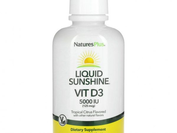 NaturesPlus, Liquid Sunshine, витамин D3, тропические цитрусы, 125 мкг (5000 МЕ), 473,18 мл (16 жидк. Унций)