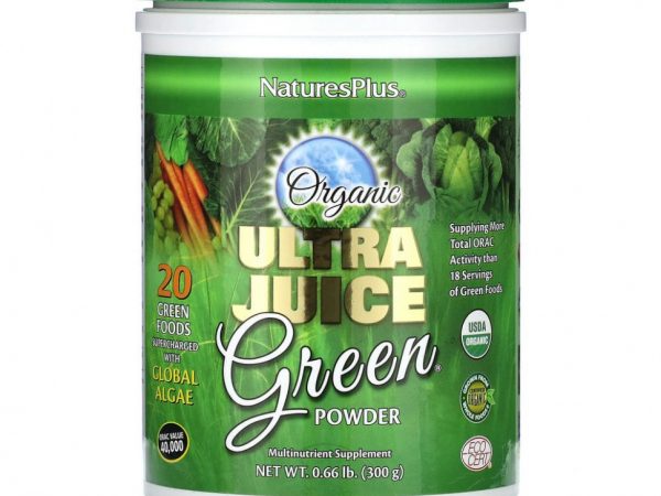 NaturesPlus, Органический зеленый порошок Ultra Juice, 300 г (0,66 фунта)