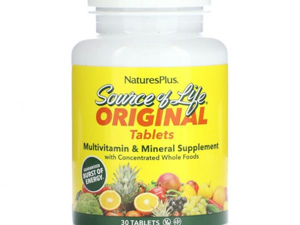 NaturesPlus, Source of Life, мультивитаминная и минеральная добавка с концентратами из цельных продуктов, 30 таблеток