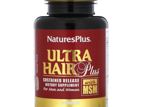 NaturesPlus, Ultra Hair Plus Формула для Волос с MSM, для Мужчин и Женщин 60 таблеток