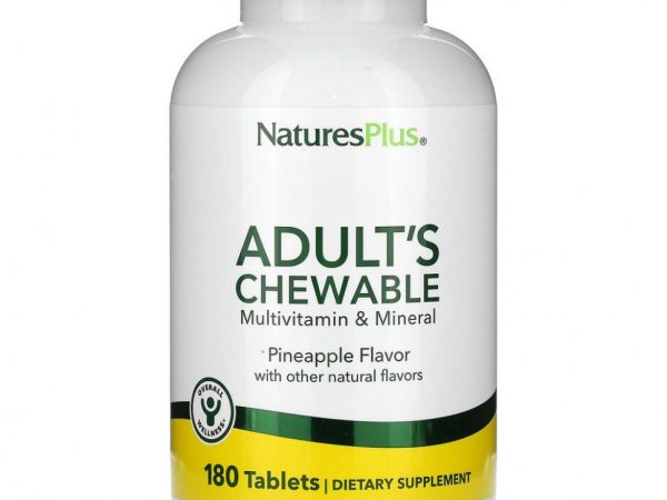 NaturesPlus, Жевательные мультивитамины и минералы для взрослых, ананас, 180 таблеток
