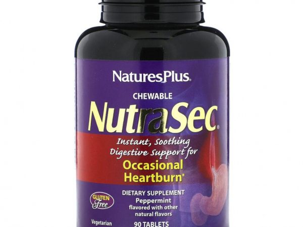 NaturesPlus, Жевательные NutraSec, перечная мята, 90 таблеток