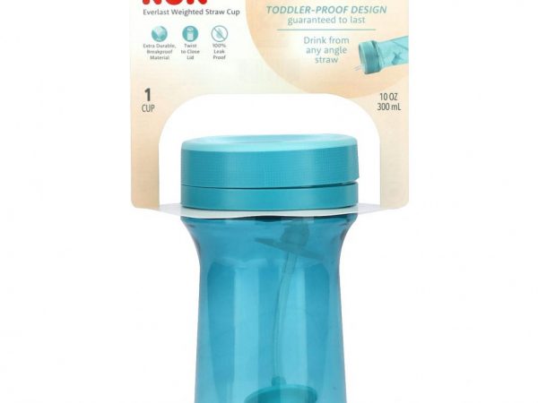 NUK, Everlast Weighted Straw Cup, для детей от 12 месяцев, бирюзовый, 300 мл (10 унций)