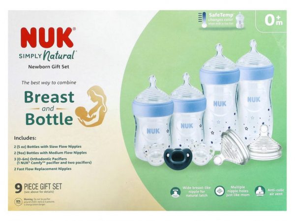 NUK, Simply Natural, подарочный набор для новорожденных, от 0 месяцев, 9 шт.