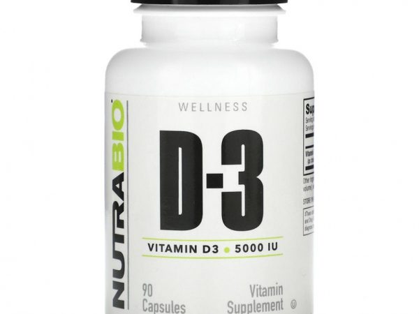 Nutrabio Labs, Витамин D-3, 5000 МЕ, 90 капсул