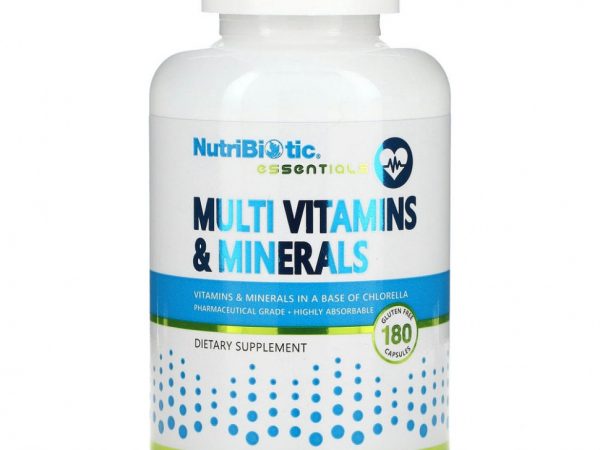 NutriBiotic, Essentials, мультивитамины и минералы, 180 капсул