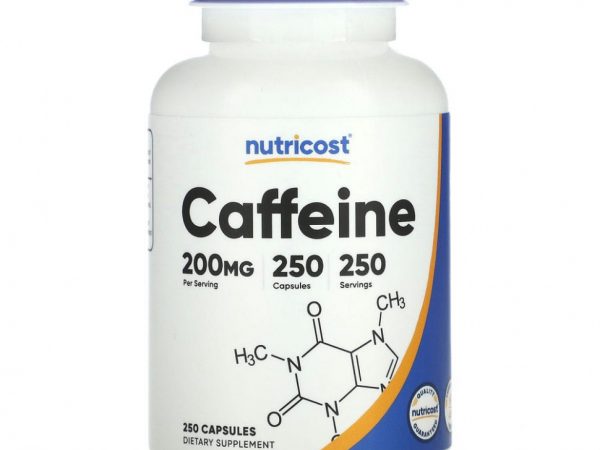 Nutricost, Кофеин, 200 мг, 250 капсул