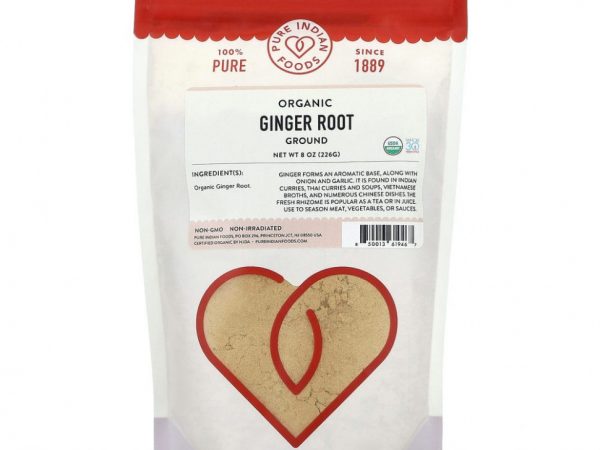 Pure Indian Foods, Органический корень имбиря, молотый, 226 г (8 унций)