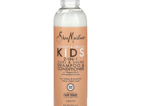 SheaMoisture, Детский шампунь и кондиционер для завивки и блеска 2-в-1, кокос и гибискус, 237 мл (8 жидк. Унций)