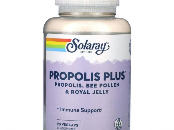 Solaray, Propolis Plus, прополис, пчелиная пыльца и маточное молочко, 90 растительных капсул