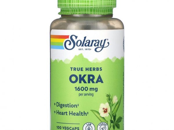 Solaray, True Herbs, бамия, 400 мг, 100 растительных капсул