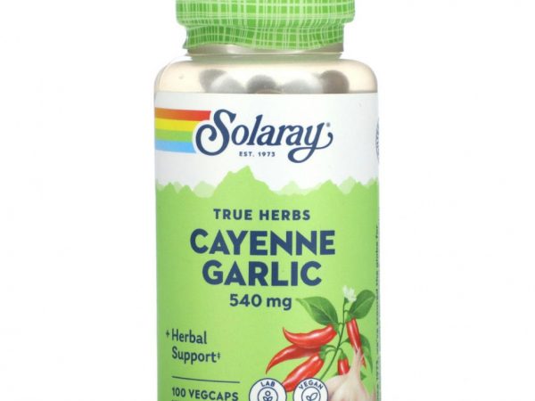 Solaray, True Herbs, кайенский чеснок, 540 мг, 100 вегетарианских капсул