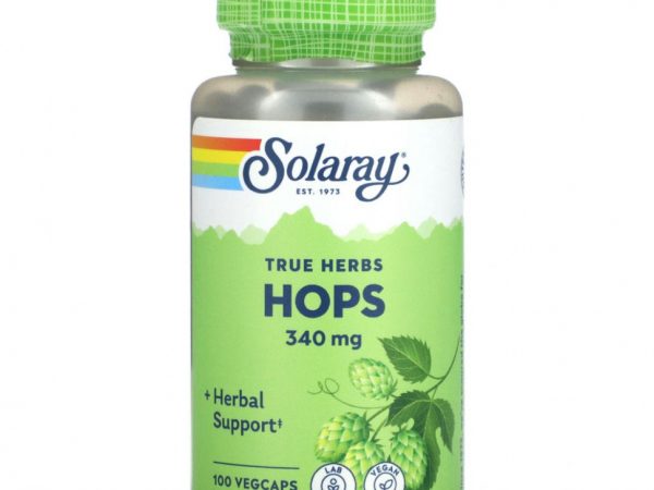 Solaray, True Herbs, хмель, 340 мг, 100 вегетарианских капсул