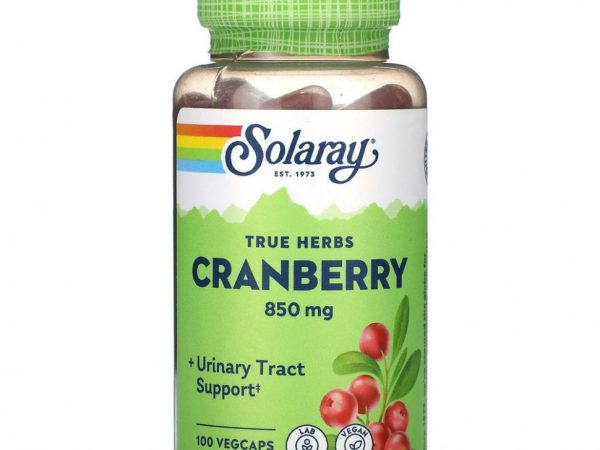 Solaray, True Herbs, клюква, 425 мг, 100 растительных капсул