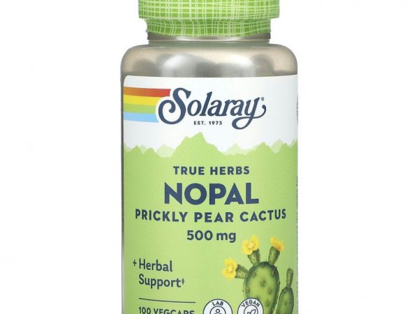 Solaray, True Herbs, нопал, кактус с опунцией, 500 мг, 100 вегетарианских капсул