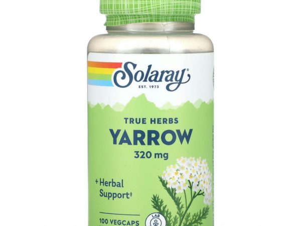 Solaray, True Herbs, тысячелистник, 320 мг, 100 растительных капсул