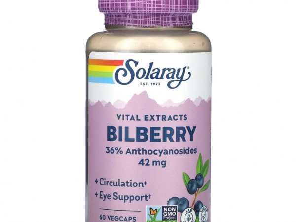 Solaray, Vital Extract, черника, 42 мг, 60 капсул на растительной основе
