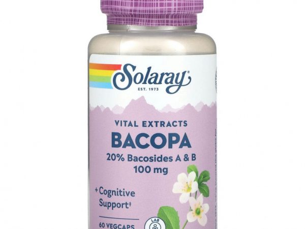 Solaray, Vital Extracts, бакопа, 100 мг, 60 растительных капсул