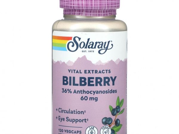 Solaray, Vital Extracts, черника, 60 мг, 120 растительных капсул