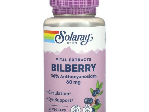 Solaray, Vital Extracts, черника, 60 мг, 60 растительных капсул