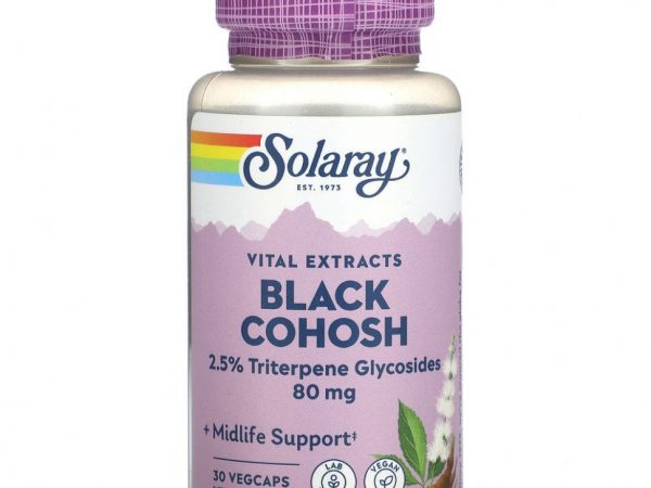 Solaray, Vital Extracts, черный кохош, 80 мг, 30 растительных капсул